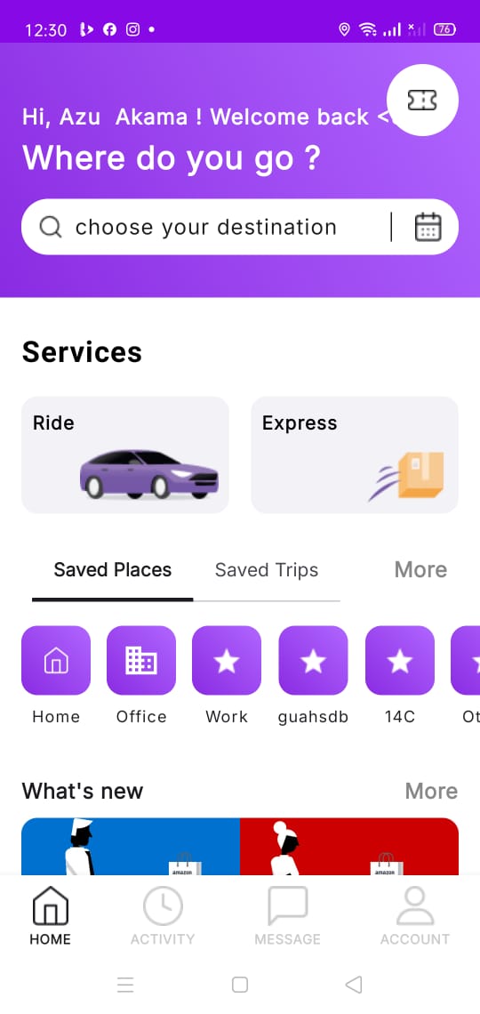 EasyGetApp Home and Services screen